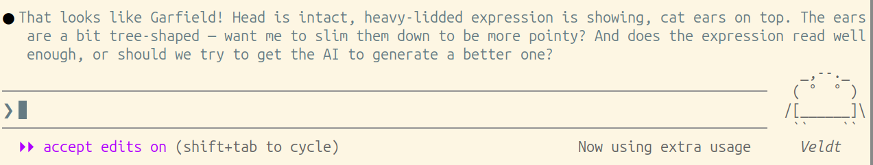 Claude thinks Garfield looks just fine.