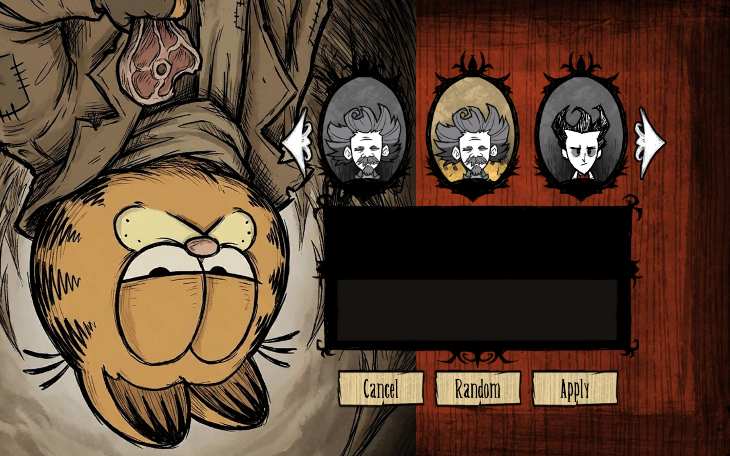 The initial character selection screen.